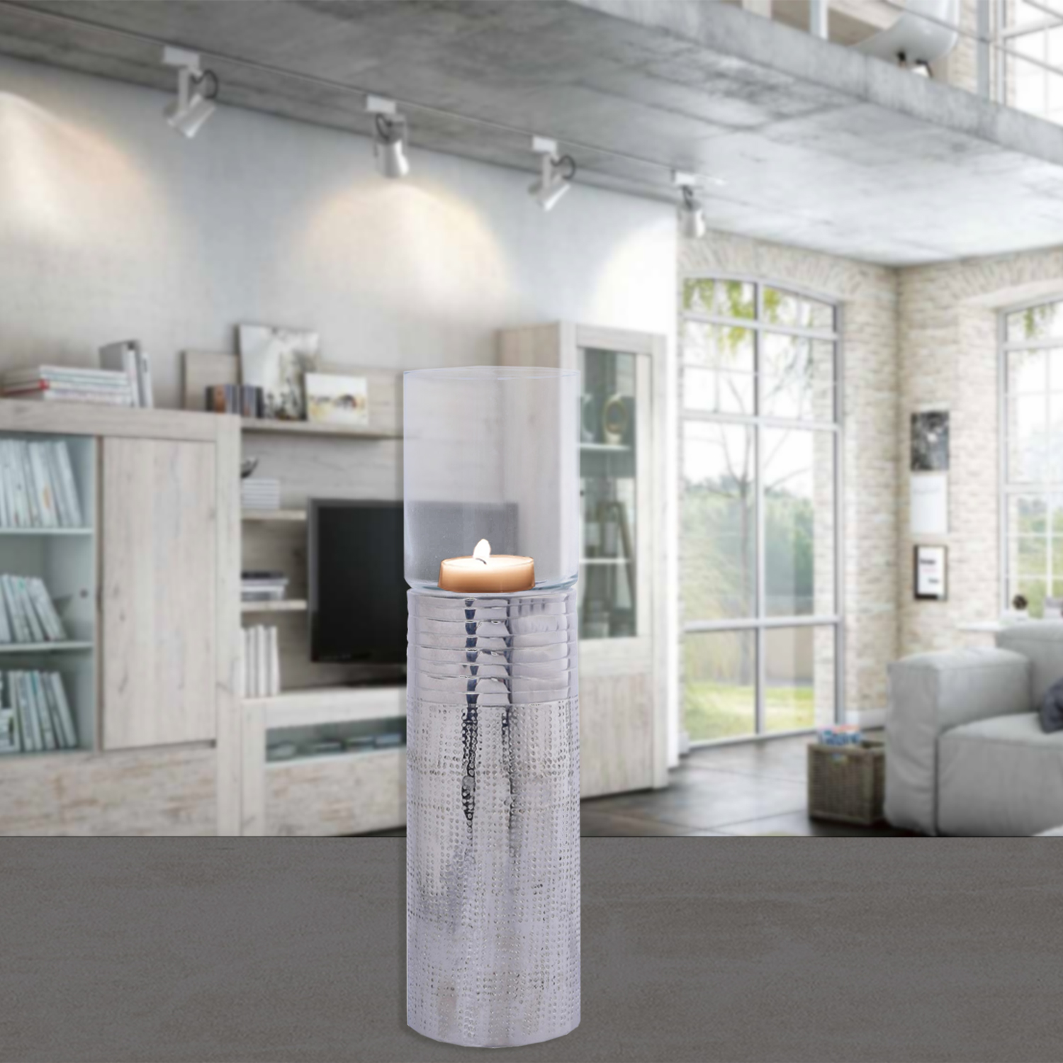 PORTAVELA DECORATIVO SOFIA GRANDE | PLATEADO - 2