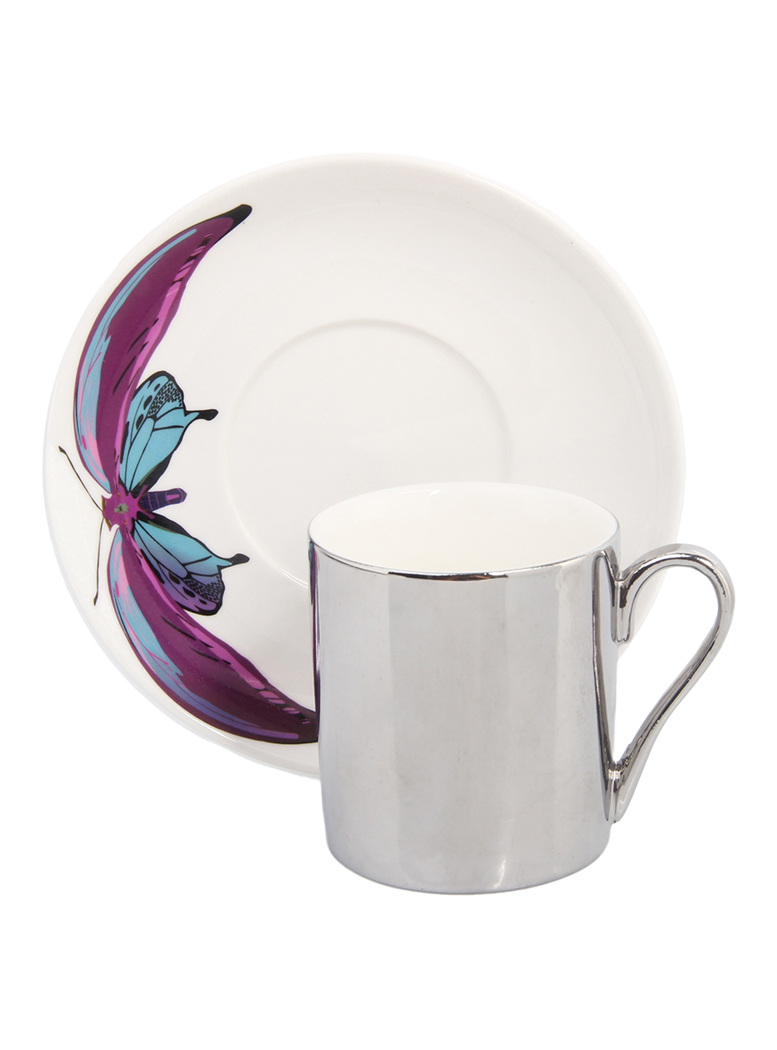 TAZA CAFÉ CON PLATO REFLEJO MORADO 2 PZAS - 1