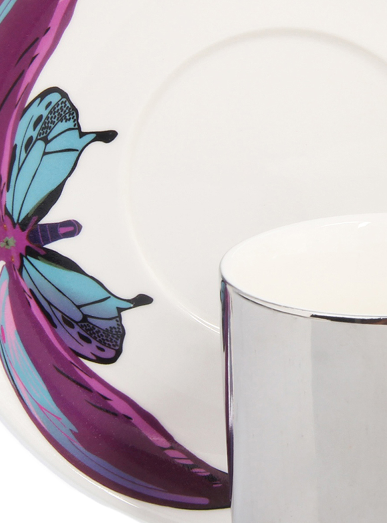 TAZA CAFÉ CON PLATO REFLEJO MORADO 2 PZAS - 2