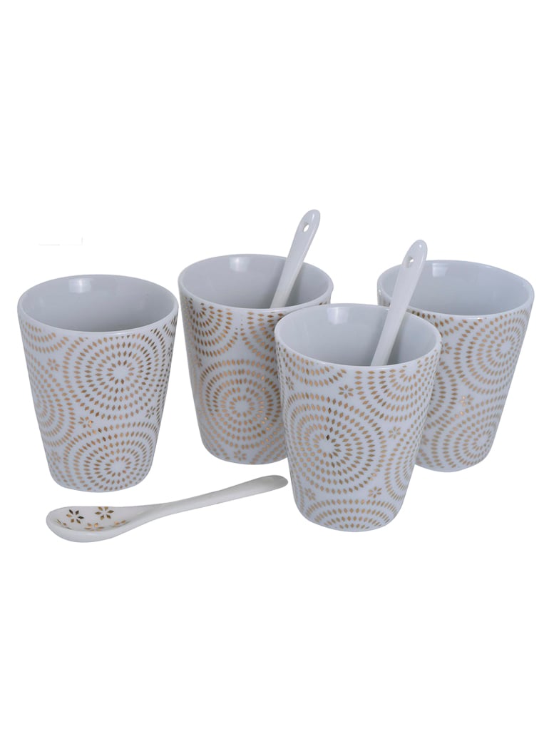 JUEGO DE TAZONES CON CUCHARAS 8 PZS ESTRELLAS GOLD - 1