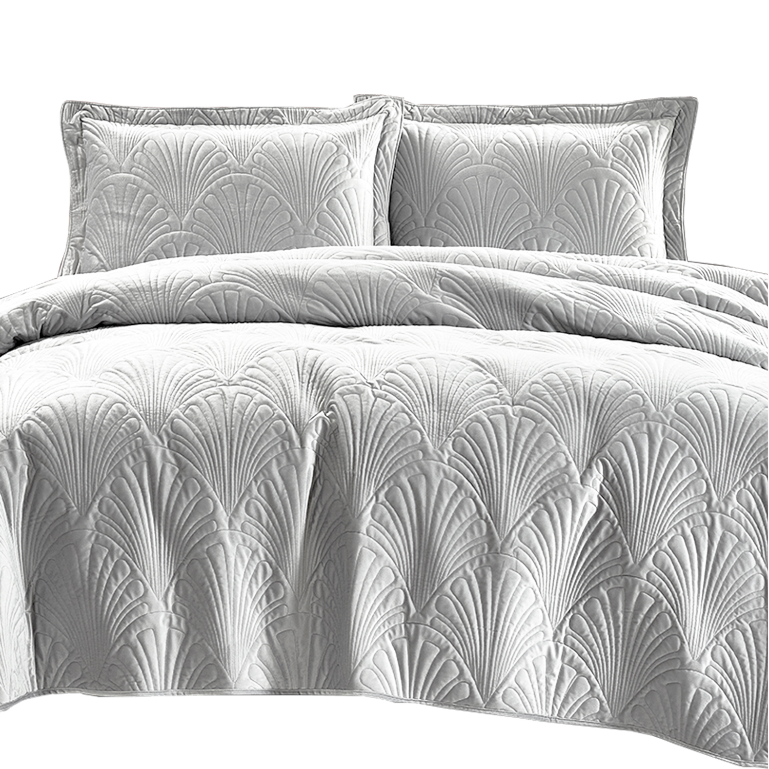 QUILT LISO VELVET PARIS GRIS PERLA 1,5 PLAZAS - 1