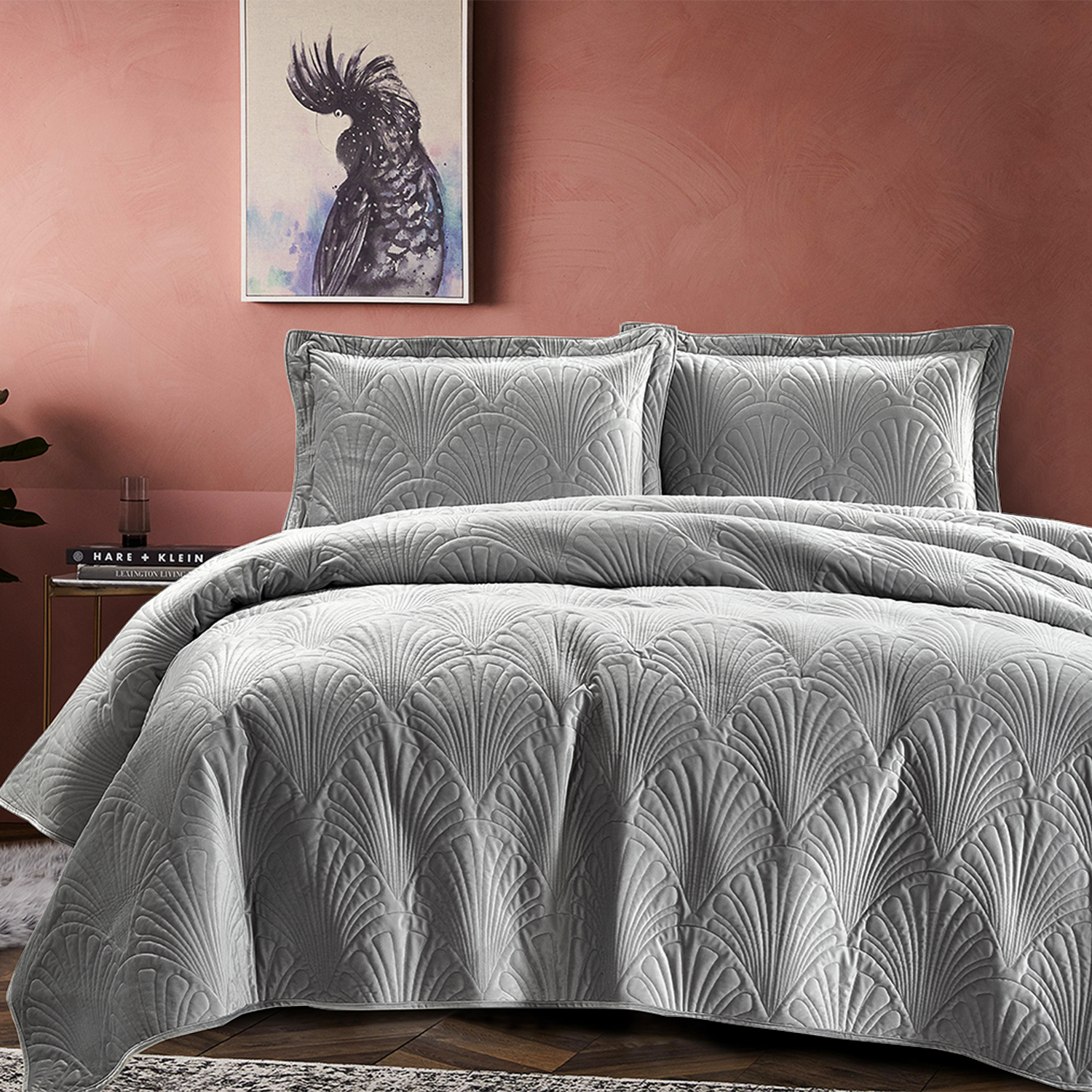 QUILT LISO VELVET PARIS GRIS PERLA 2 PLAZAS - 5