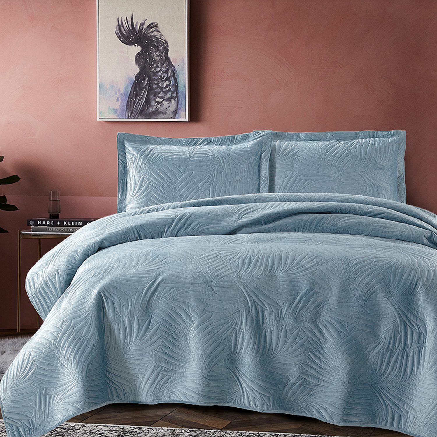 QUILT LISO VELVET IBIZA CELESTE LIGHT KING - 4