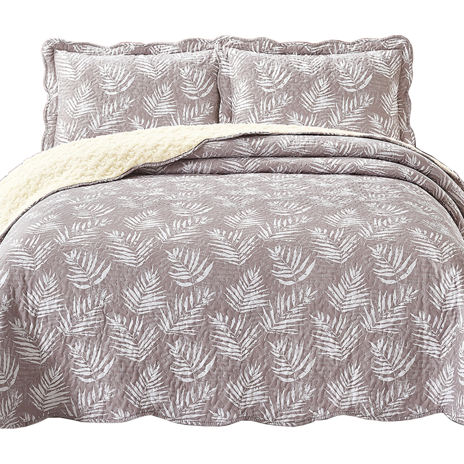 QUILT SHERPA 1,5 PLAZAS HELECHOS CRUDO ESTAMPADO