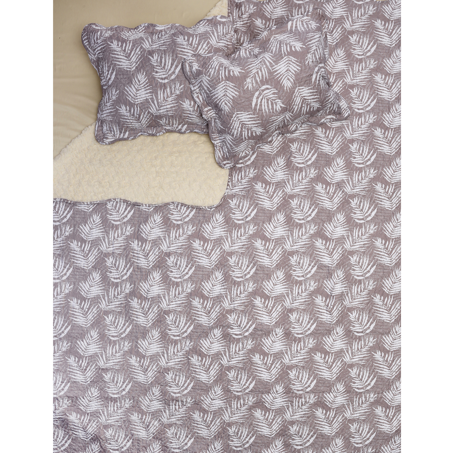 QUILT SHERPA 1,5 PLAZAS HELECHOS CRUDO ESTAMPADO - 4