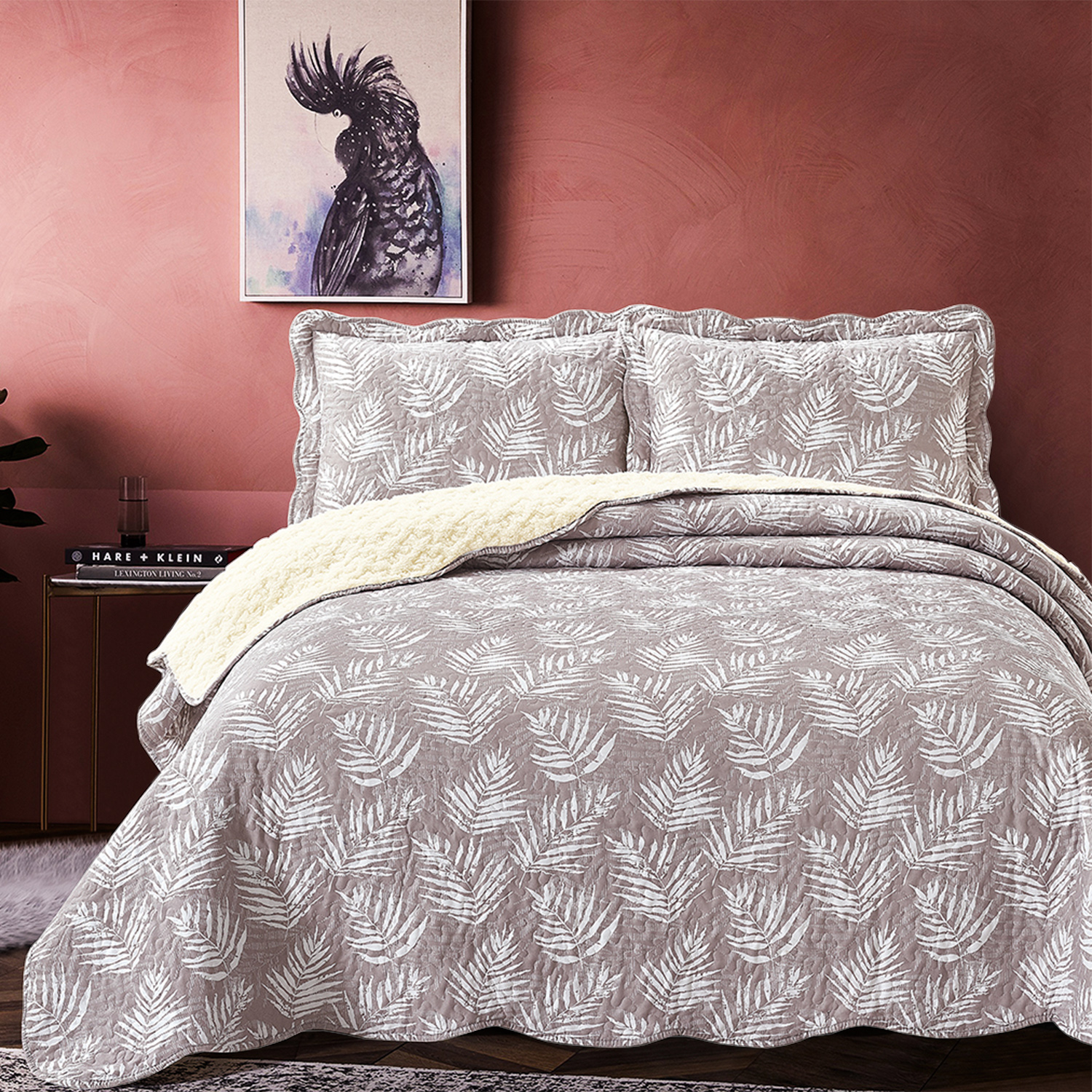 QUILT SHERPA 1,5 PLAZAS HELECHOS CRUDO ESTAMPADO - 6