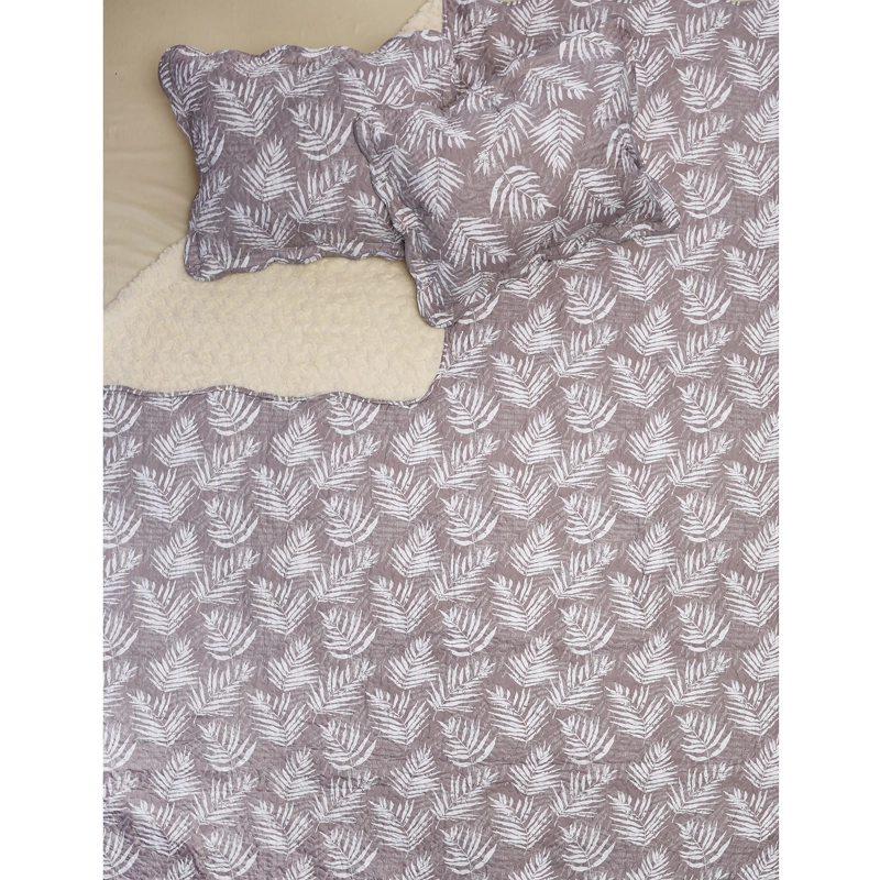 QUILT SHERPA 2 PLAZAS HELECHOS CRUDO ESTAMPADO - 4