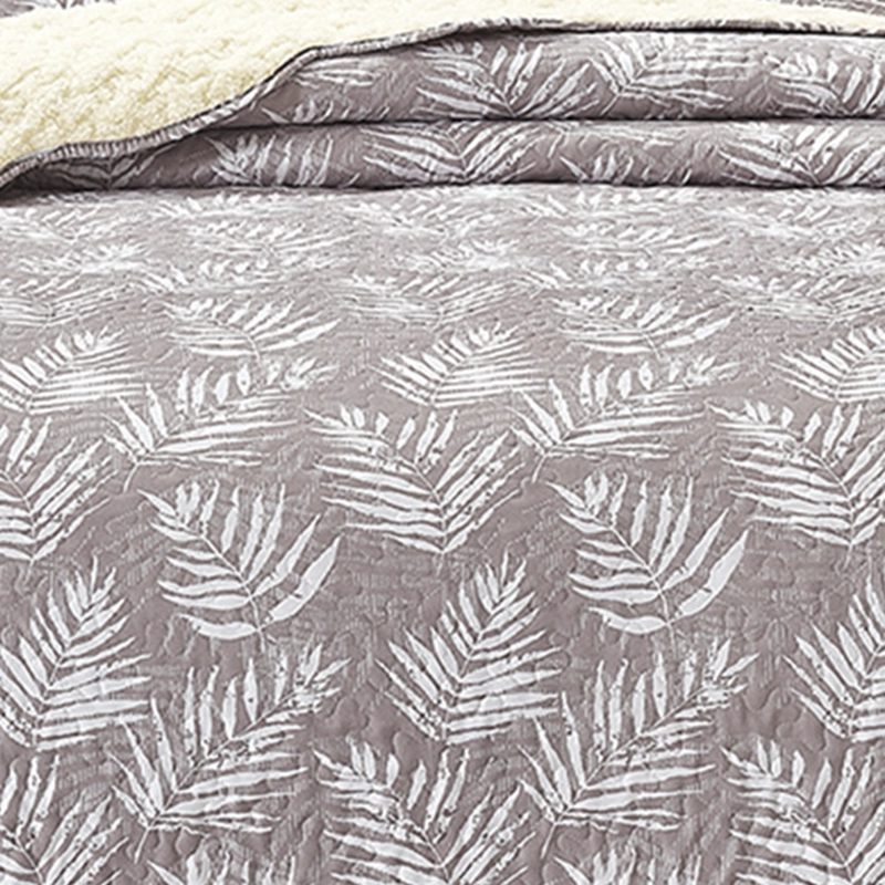 QUILT SHERPA 2 PLAZAS HELECHOS CRUDO ESTAMPADO - 5