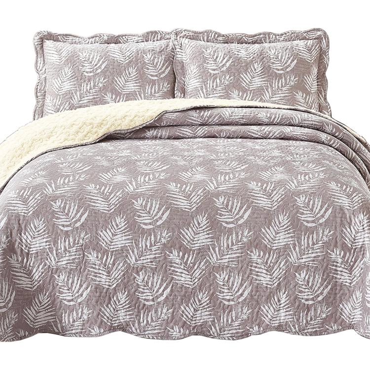 QUILT SHERPA 2 PLAZAS HELECHOS CRUDO ESTAMPADO - 6