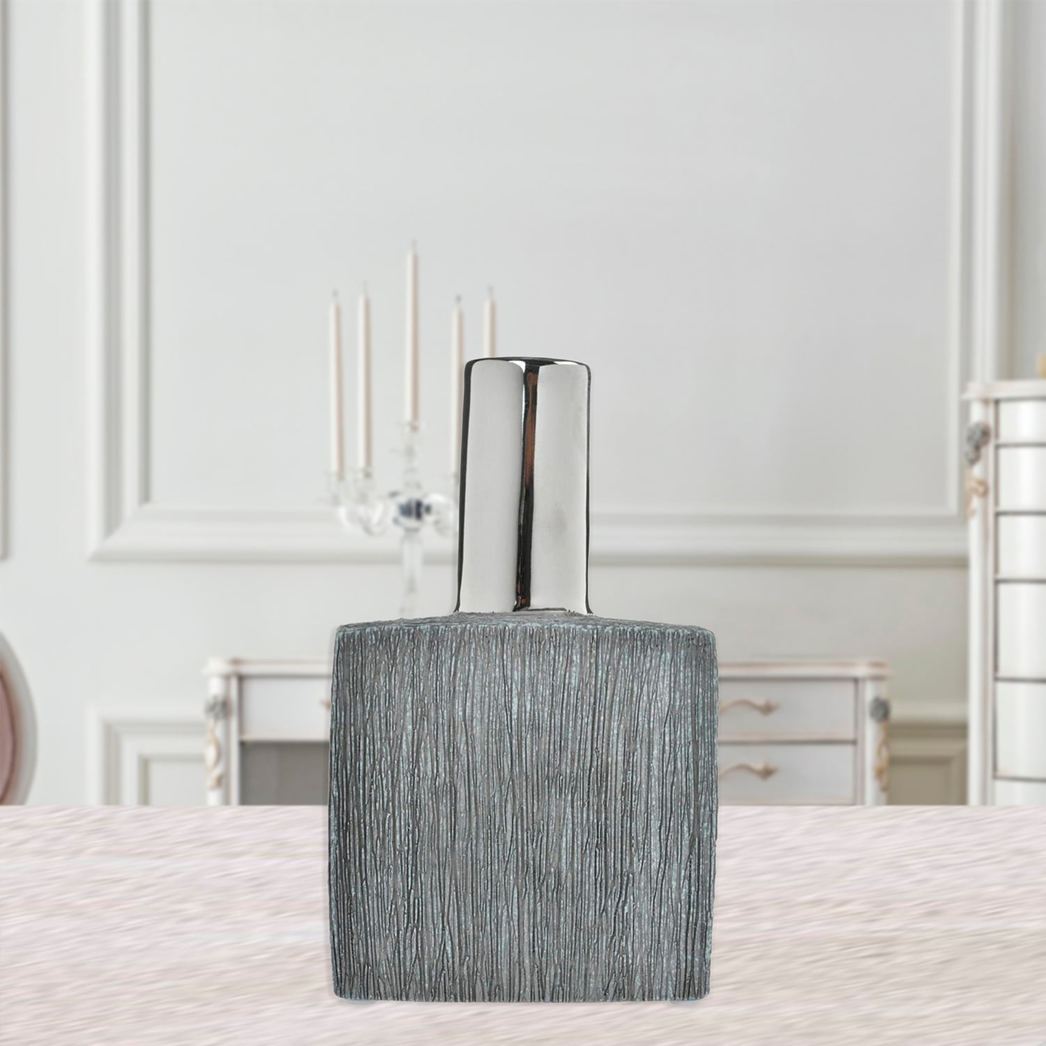 JARRON DECORATIVO ALHAMBRA RECTO SILVER | GRIS_KENIA