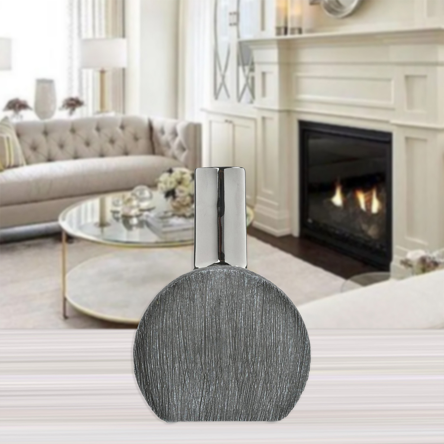 JARRON DECORATIVO ALHAMBRA CIRCULAR SILVER | GRIS_KENIA - 2