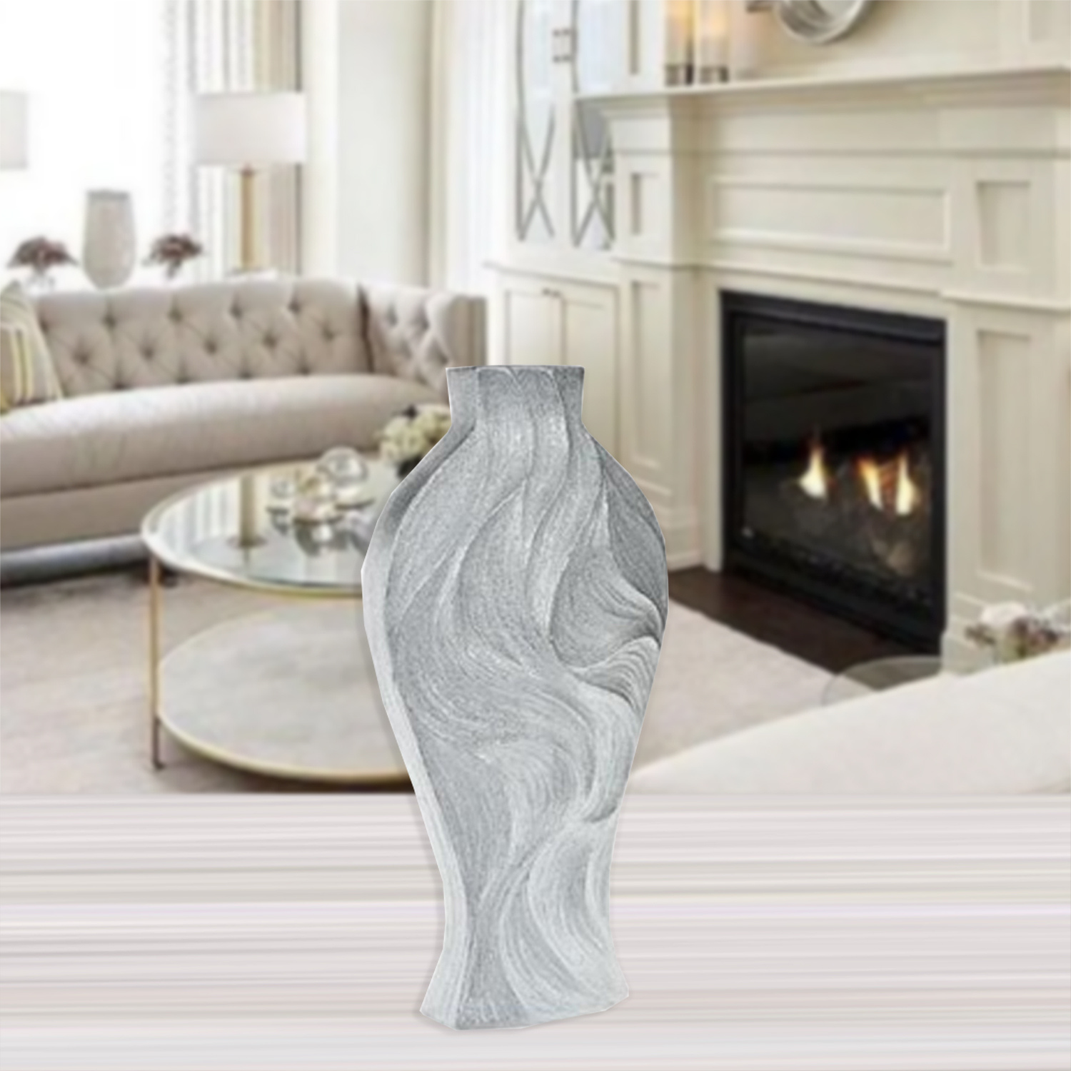 JARRON DECORATIVO LUXEMBURGO GRANDE | PLATA - 2