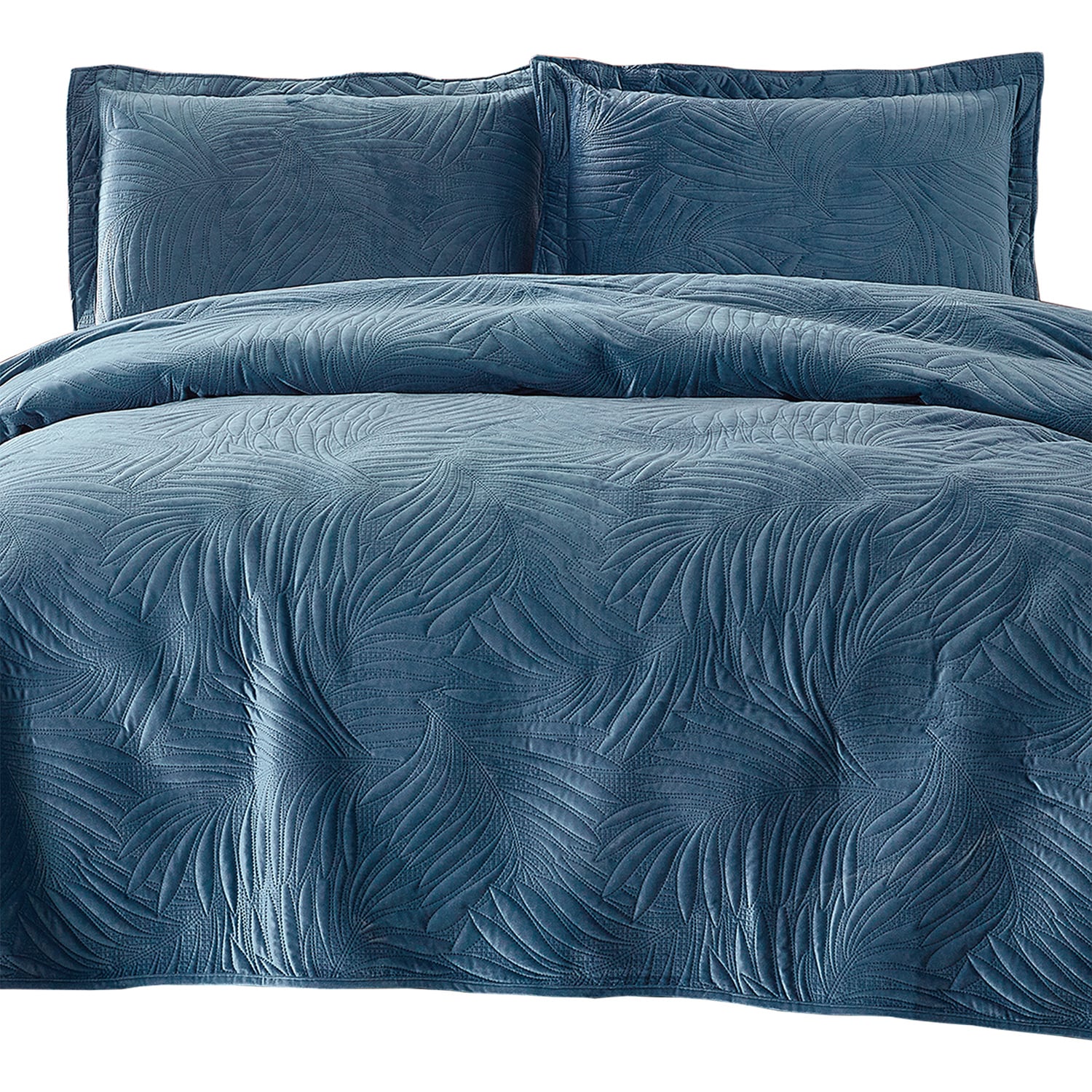 QUILT LISO VELVET IBIZA PETRÓLEO 1,5 PLAZAS - 1