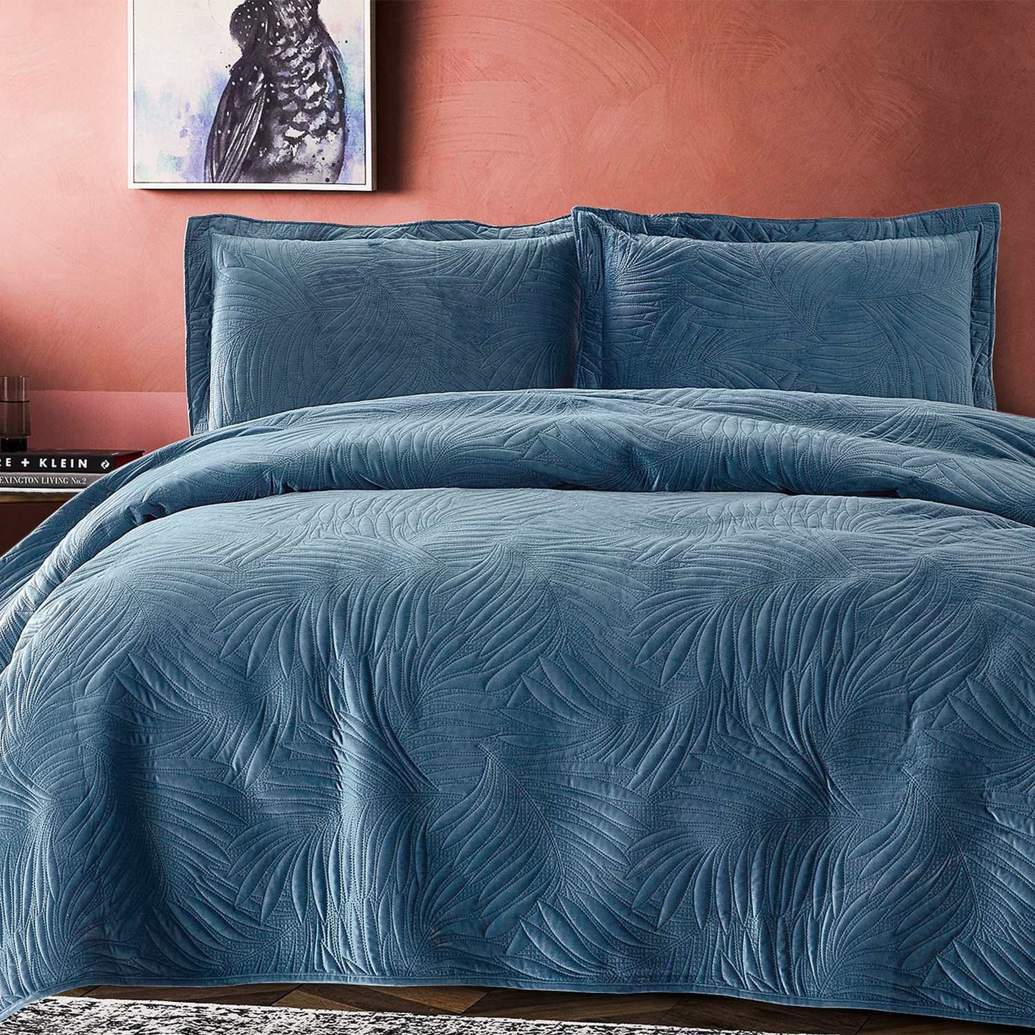 QUILT LISO VELVET IBIZA PETRÓLEO 1,5 PLAZAS - 5