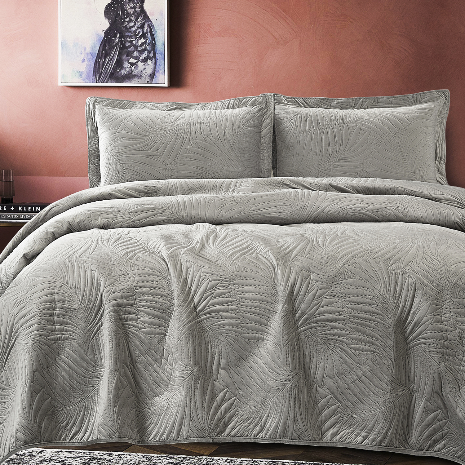 QUILT LISO VELVET IBIZA GRIS KING - 4