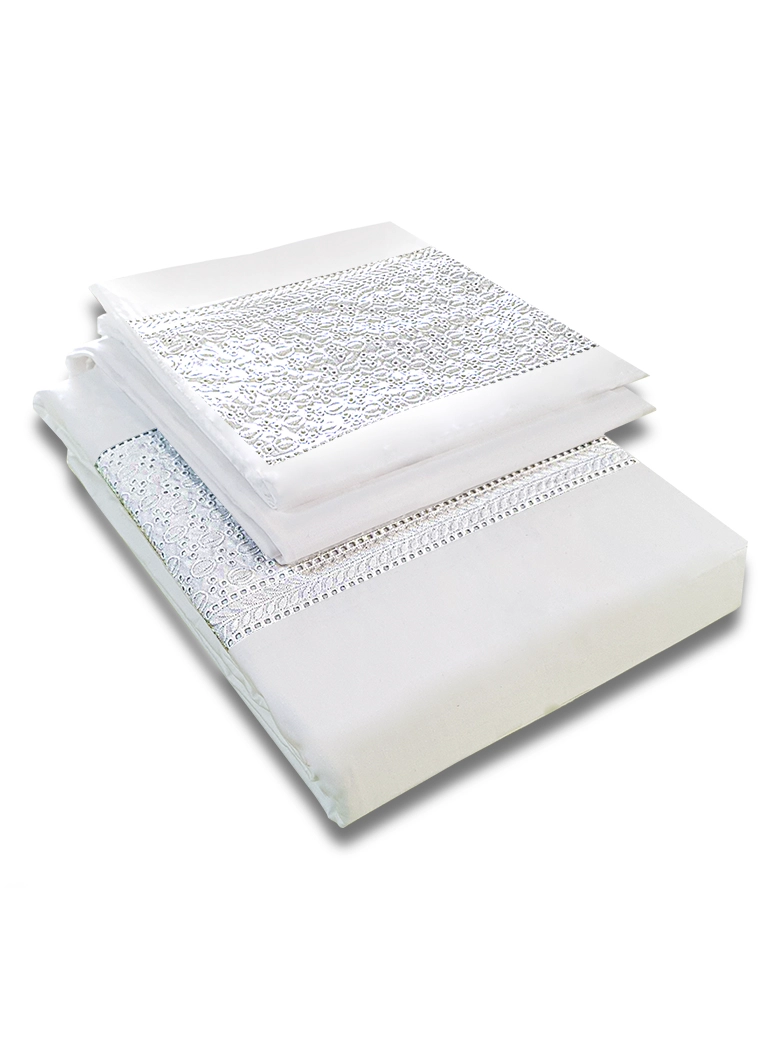 JUEGO DE SABANAS 180 HILOS BRODERIE BLANCO 2 PLAZAS - 1