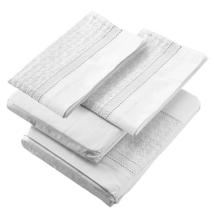 JUEGO DE SABANAS 180 HILOS BRODERIE BLANCO KING - 3
