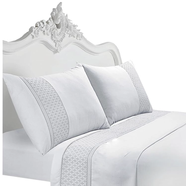 JUEGO DE SABANAS 180 HILOS BRODERIE BLANCO KING - 4