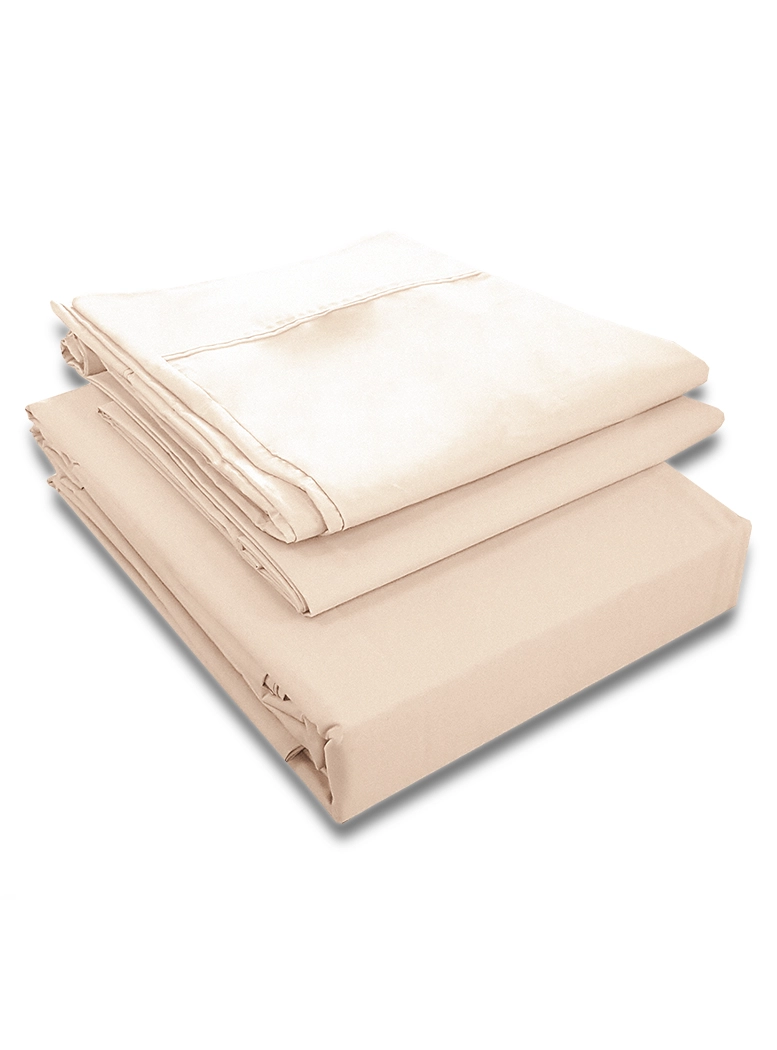 JUEGO DE SABANAS 200 HILOS LISA BEIGE 2 PZAS - 1