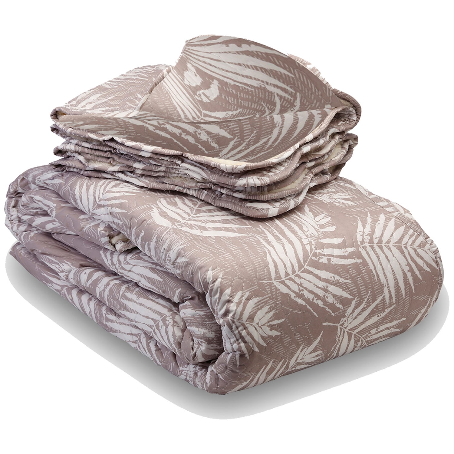 QUILT CON PIECERA REVERSIBLE HELECHOS OCRE 1,5 PLAZAS - 2