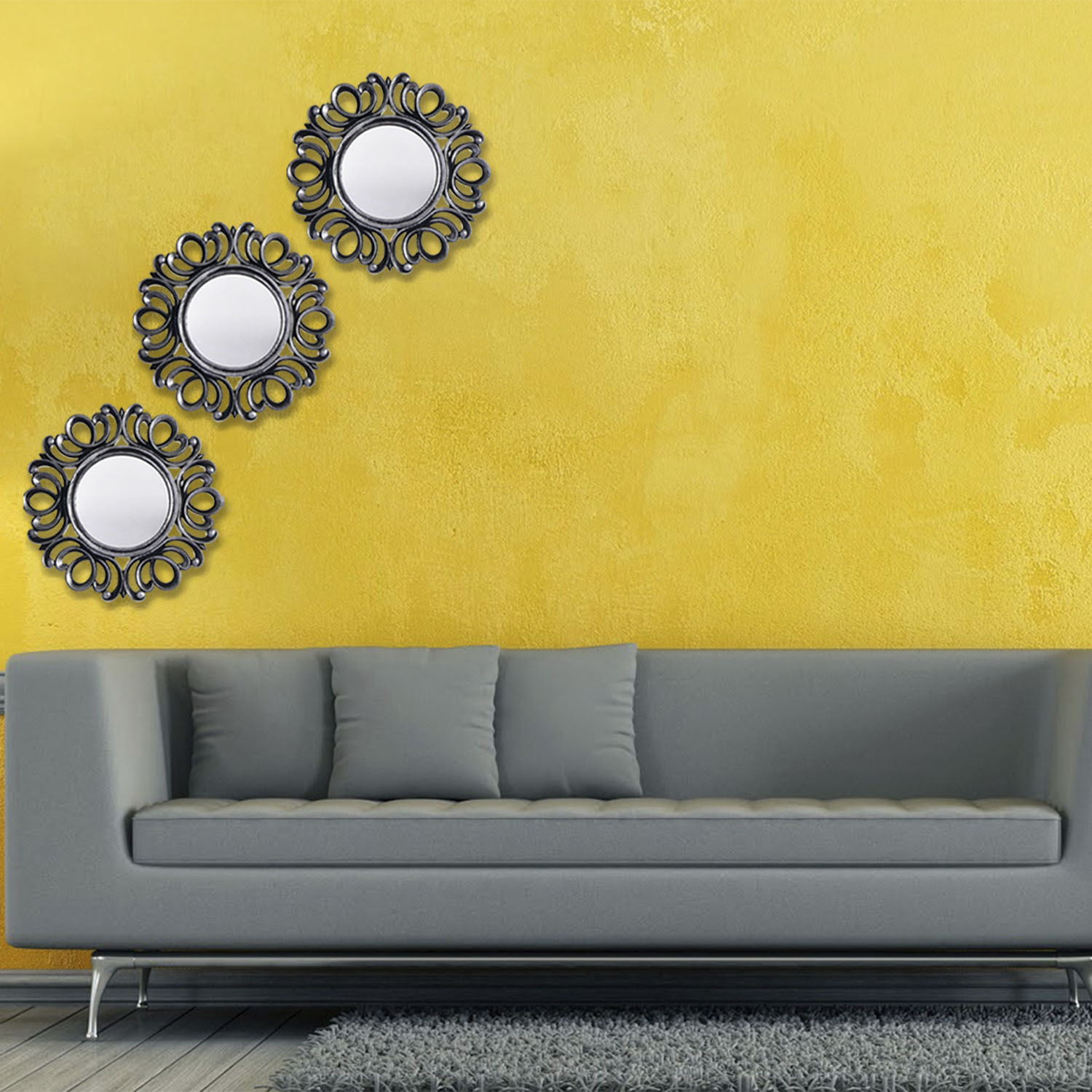 SET ESPEJOS MALLORCA VERSAILLES SILVER 3 PIEZAS GRAFITO - 2