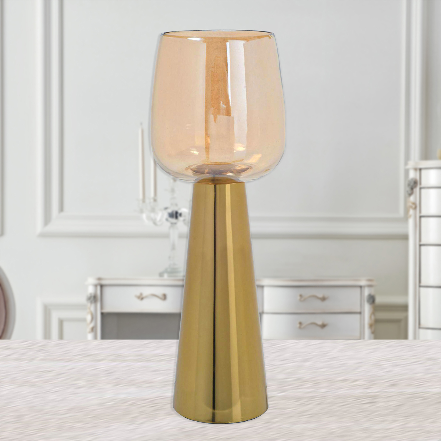PORTAVELA DECORATIVO BARI GOLD GRANDE | DORADO - 2