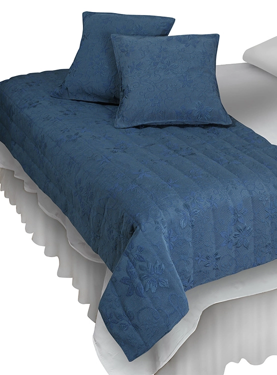 PIECERA MALLORCA VICTORIANA BLUE SUPERKING AZUL CON FUNDAS - 1