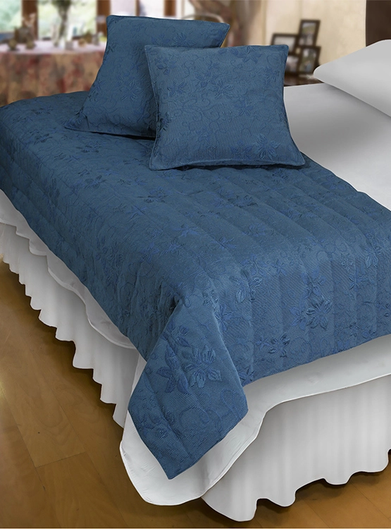 PIECERA MALLORCA VICTORIANA BLUE SUPERKING AZUL CON FUNDAS - 3