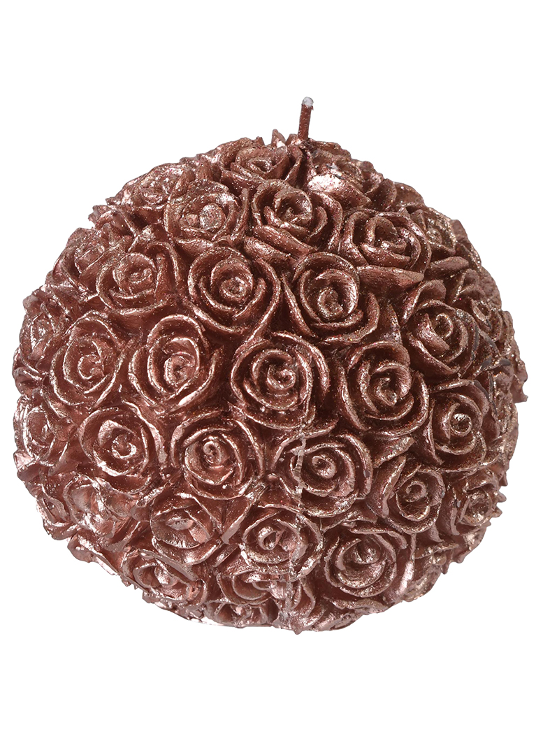 VELA DECORATIVA ROSAS PALO ROSA BOLA