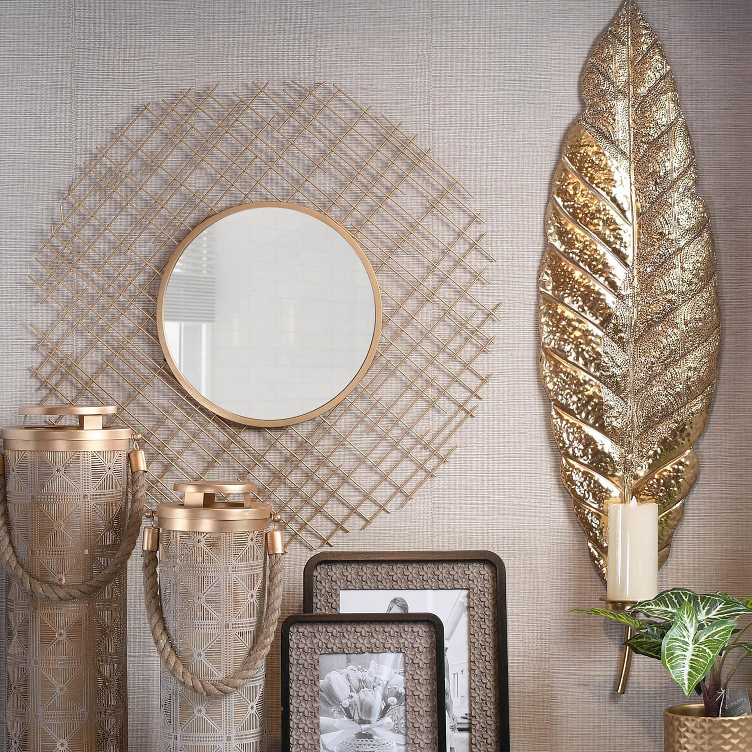 ESPEJO DECORATIVO MALLORCA MALTA GOLD DORADO - 2