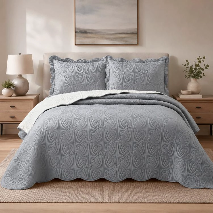 QUILT SHERPA PARIS LISO GRIS 2 PLAZAS - 1