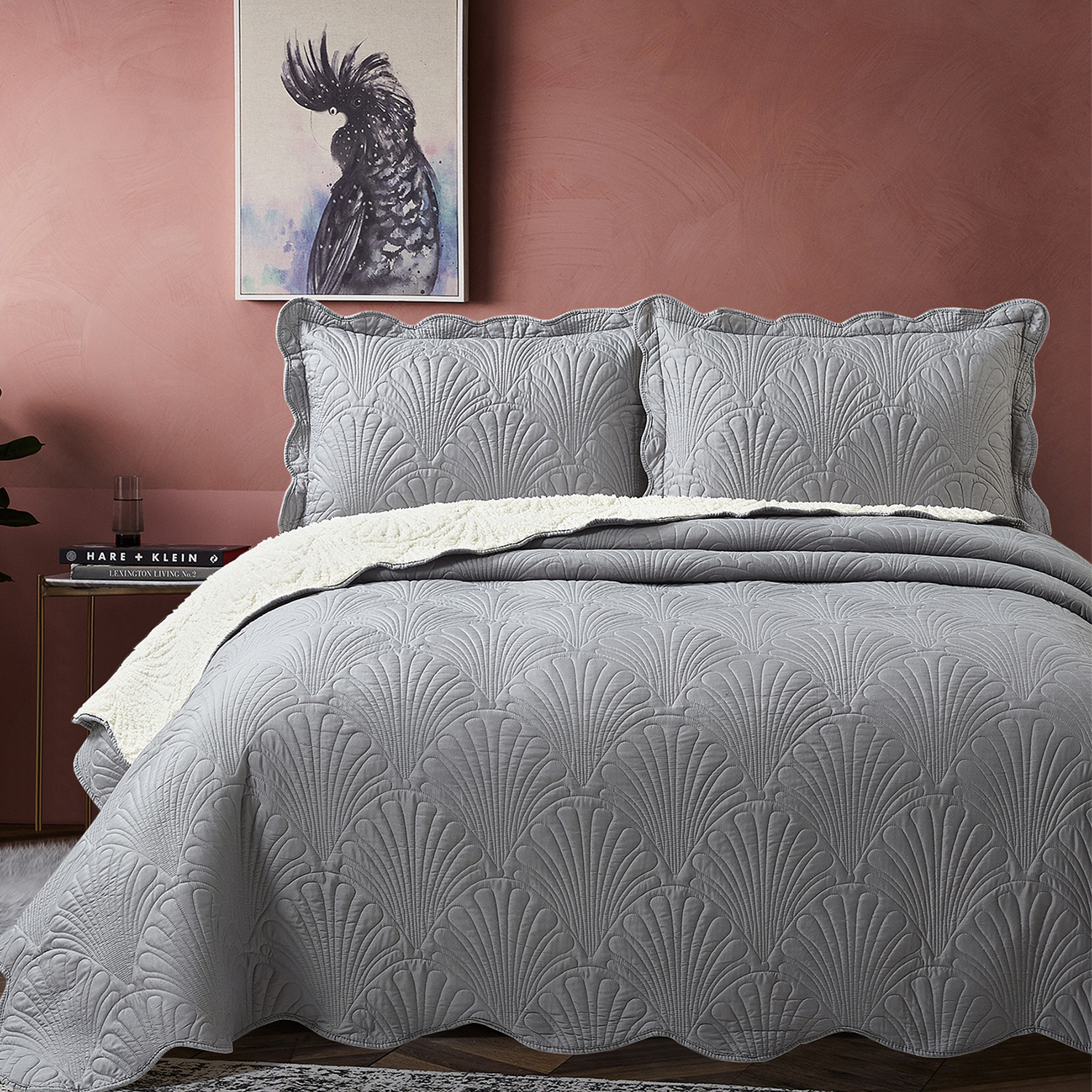 QUILT SHERPA PARIS LISO GRIS KING - 5