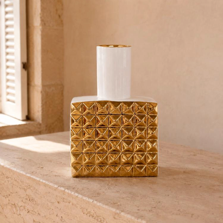 JARRON DECORATIVO LORIENT CUADRADO | DORADO - 1