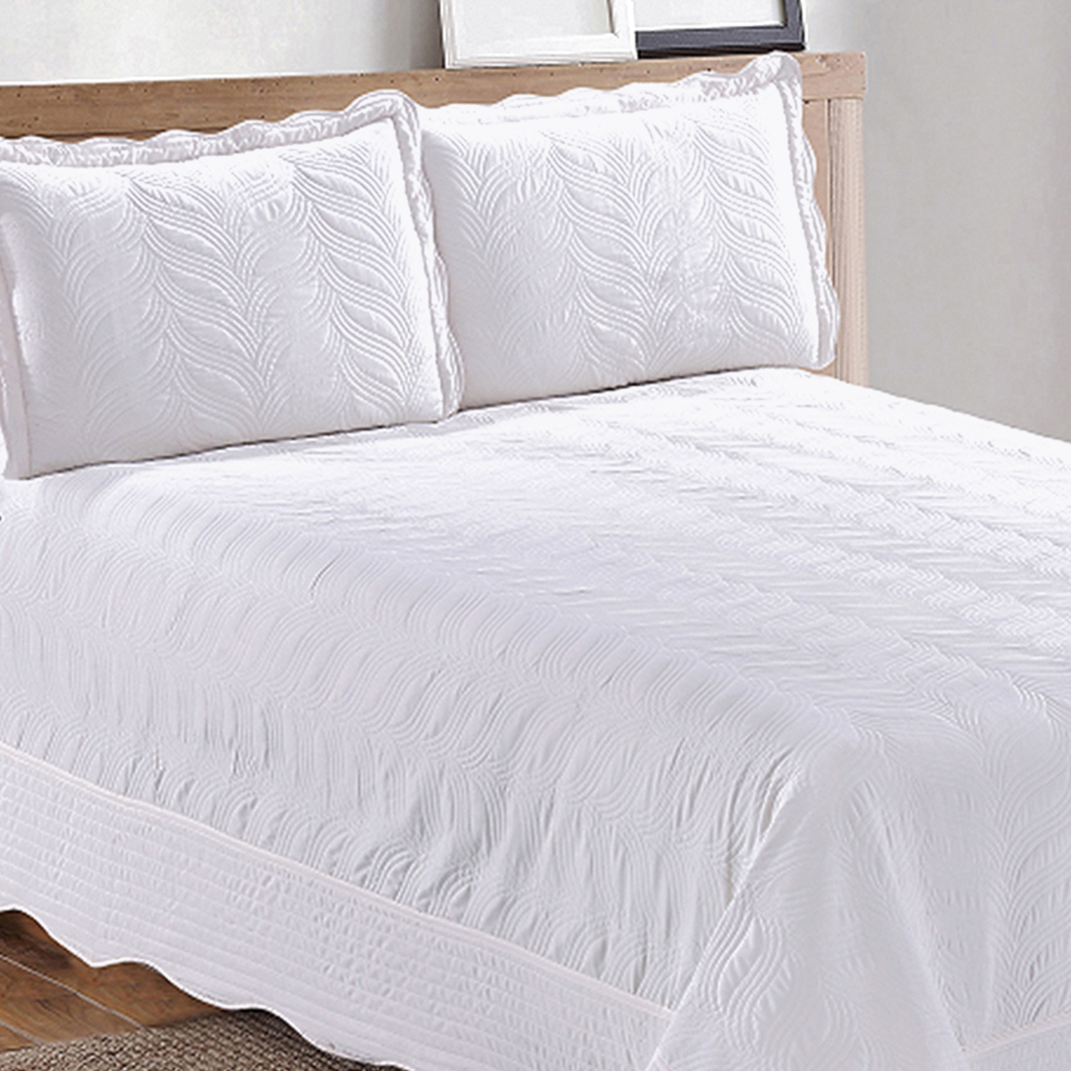 QUILT BORDADO BLANCO VERSAILLES LISO 1,5 PLAZAS - 4