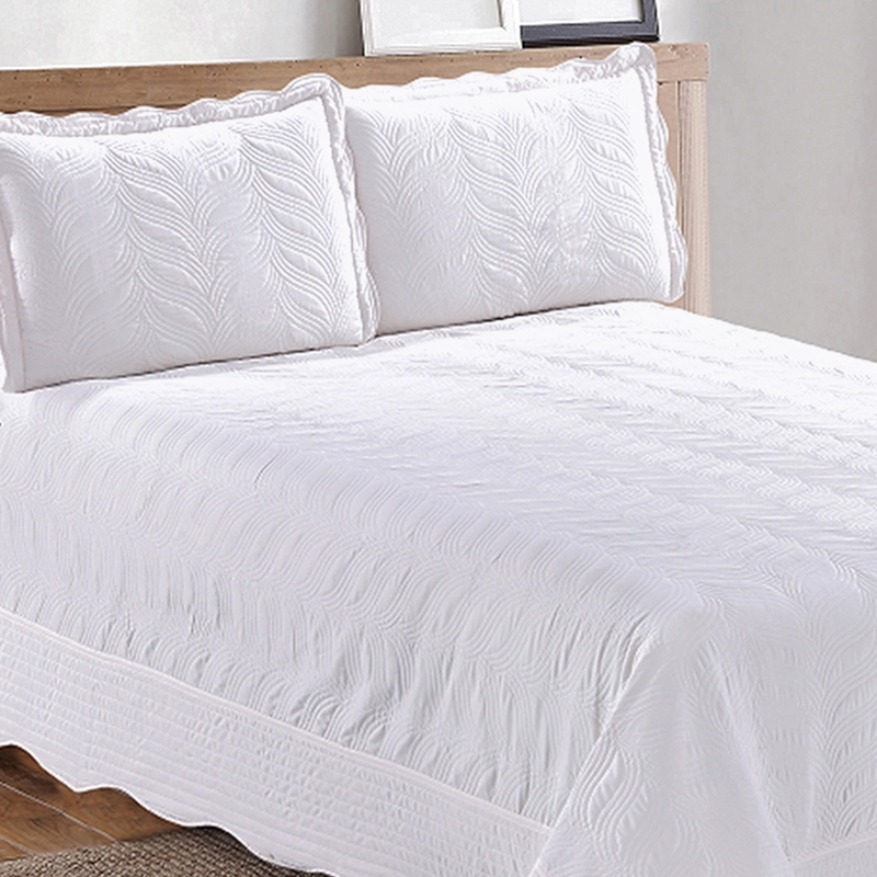 QUILT BORDADO BLANCO VERSAILLES LISO 2 PLAZAS - 4