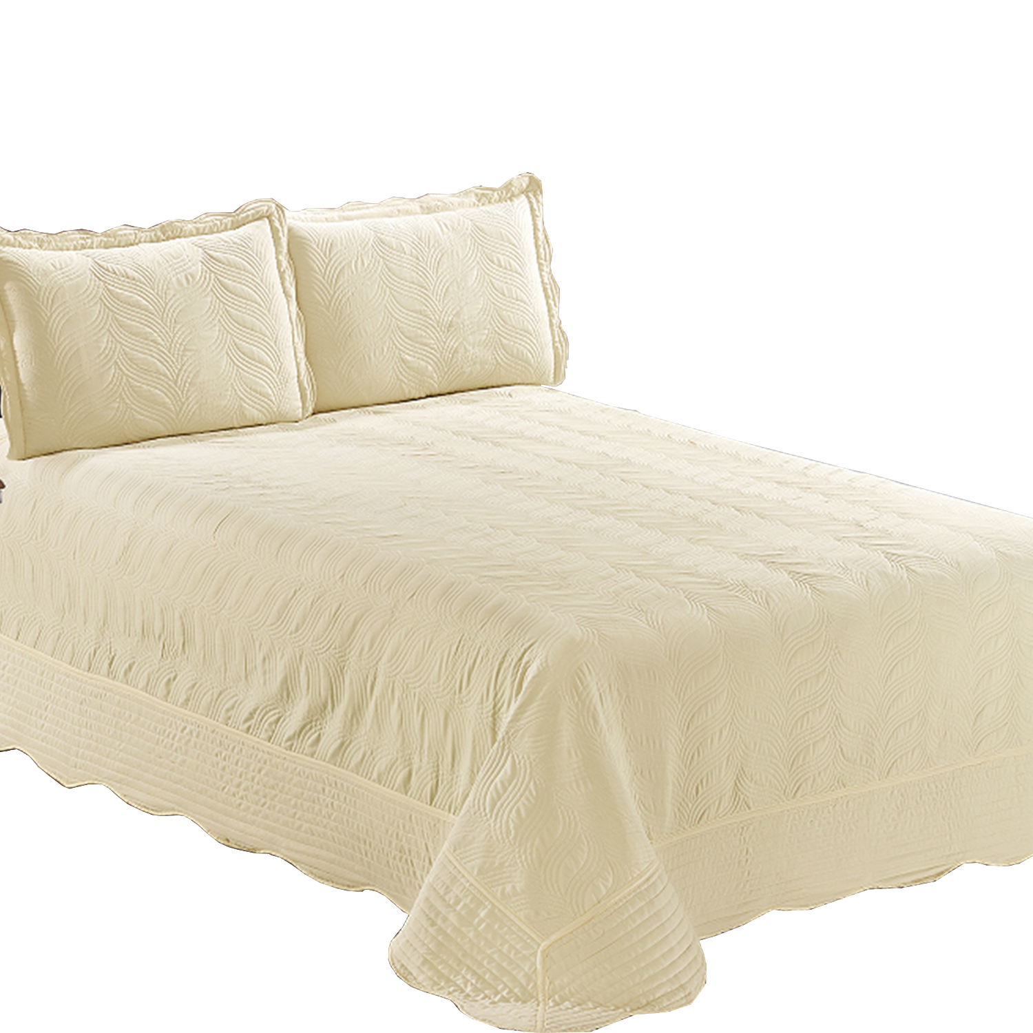 QUILT BORDADO VERSAILLES AMARILLO PASTEL LISO 1,5 PLAZAS - 1