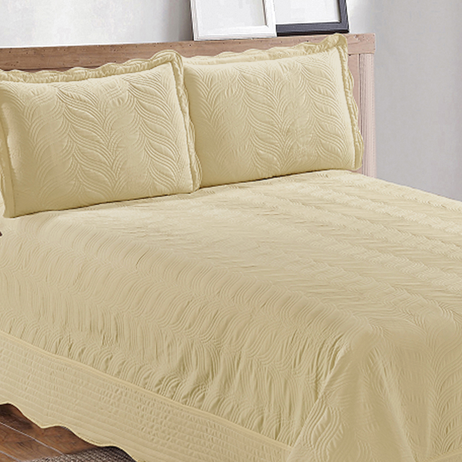 QUILT BORDADO VERSAILLES AMARILLO PASTEL LISO KING - 4