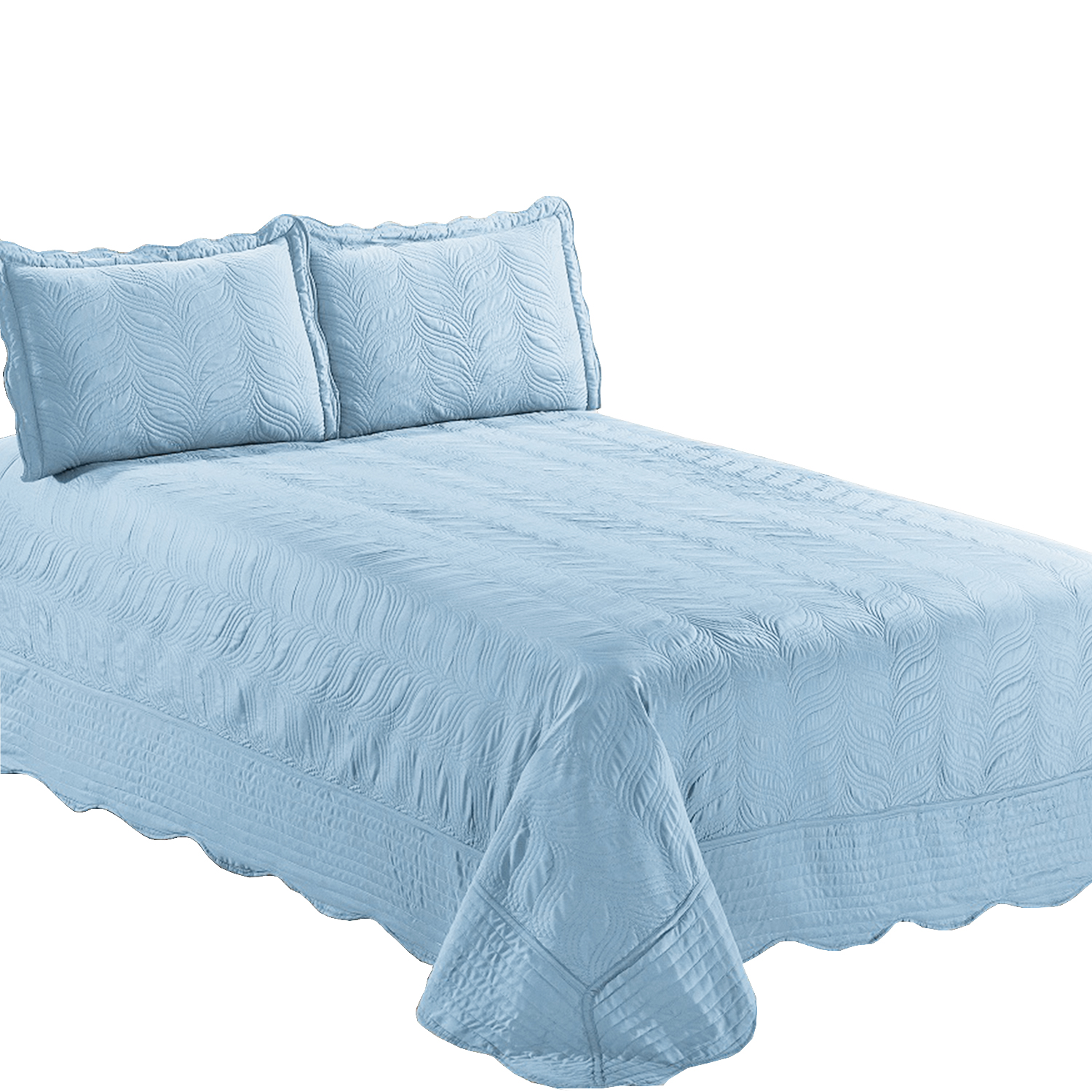 CUBRECAMA MALLORCA 2 PLAZAS INDIGO QUILT BORDADO AQUA VERSAILLES LISO