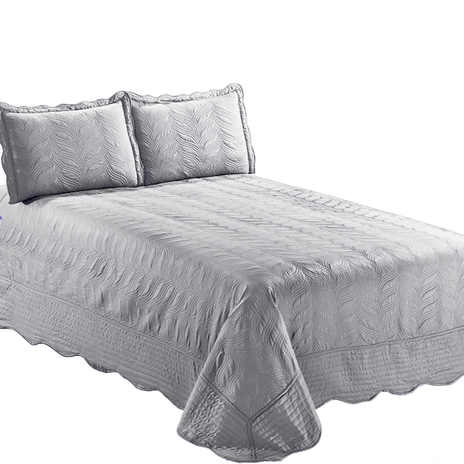 QUILT BORDADO GRIS VERSAILLES LISO KING
