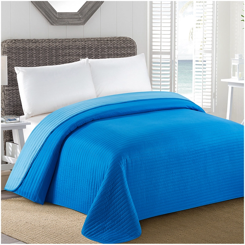 COBERTOR CALIFORNIA AZUL BICOLOR REVERSIBLE SIN FUNDAS 2 PLAZAS - 4