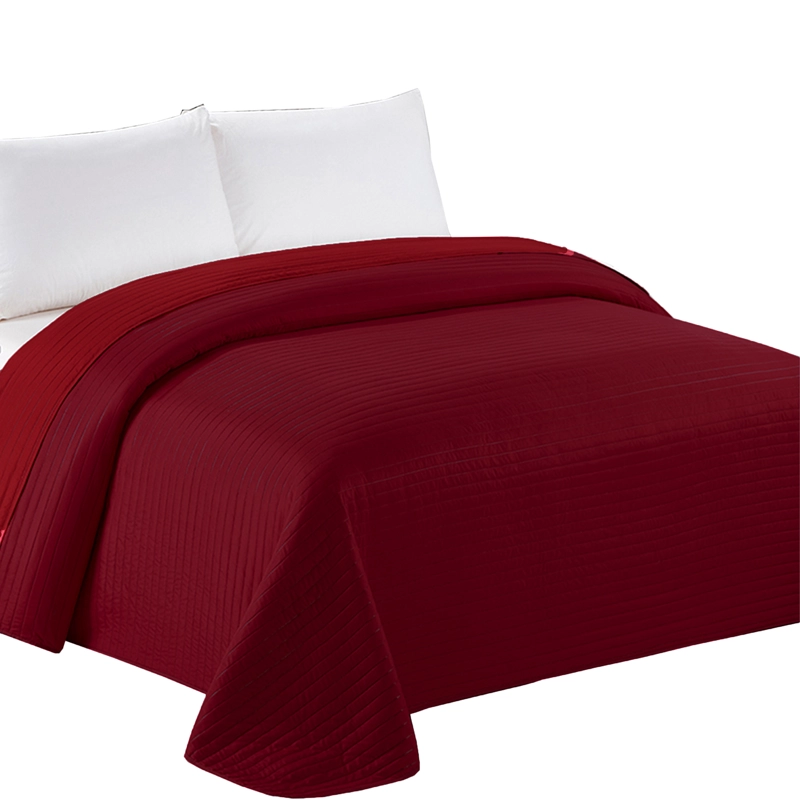 COBERTOR CALIFORNIA BURDEO/ROJO BICOLOR REVERSIBLE SIN FUNDAS 2 PLAZAS - 1