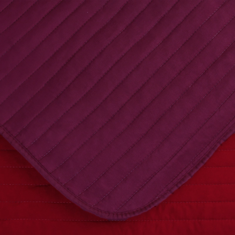 COBERTOR CALIFORNIA BURDEO/ROJO BICOLOR REVERSIBLE SIN FUNDAS 2 PLAZAS - 3