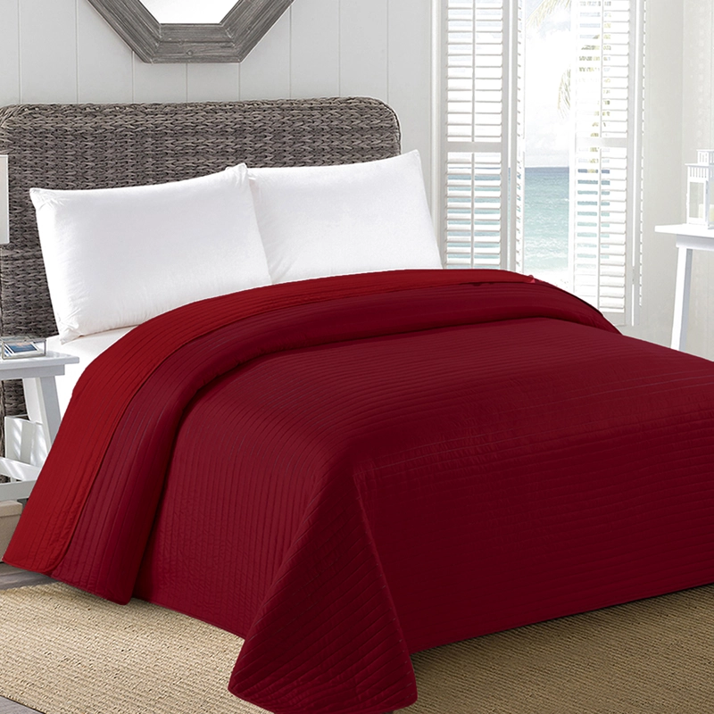 COBERTOR CALIFORNIA BURDEO/ROJO BICOLOR REVERSIBLE SIN FUNDAS 2 PLAZAS - 4