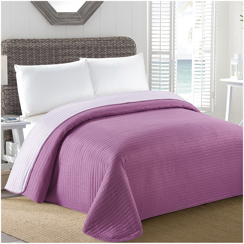 COBERTOR CALIFORNIA LILA BICOLOR REVERSIBLE SIN FUNDAS 2 PLAZAS - 4