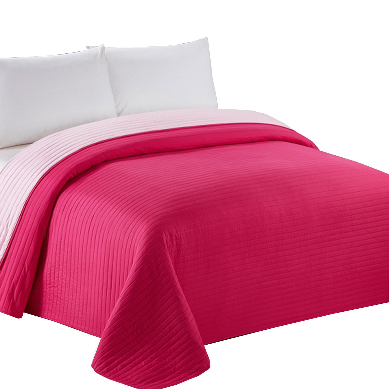 COBERTOR CALIFORNIA MAGENTA BICOLOR REVERSIBLE SIN FUNDAS 2 PLAZAS - 1