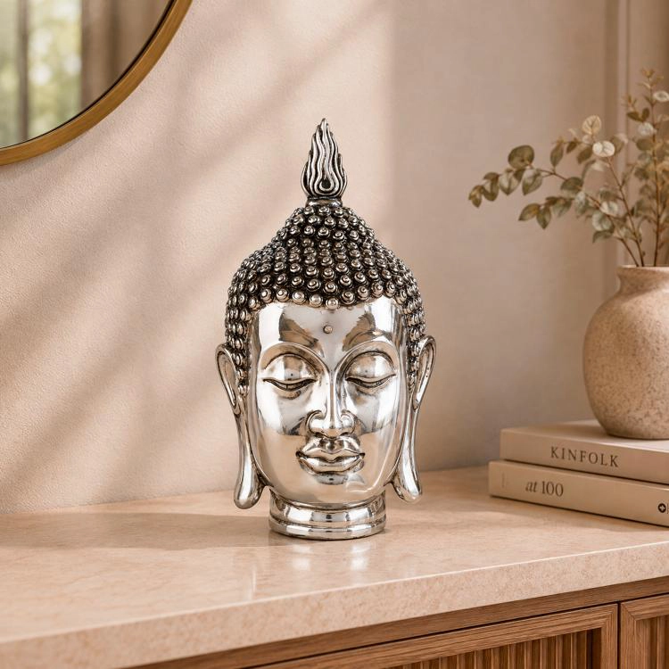 FIGURA DECORATIVA BUDA CABEZA JODHPUR SILVER