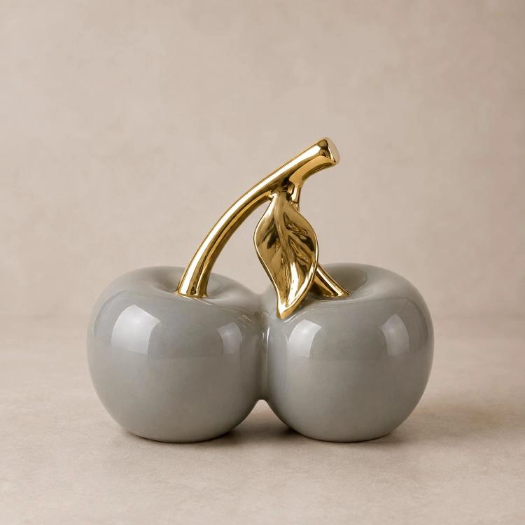 FIGURA DECORATIVA MANZANA DOBLE CLEMONT OCRE