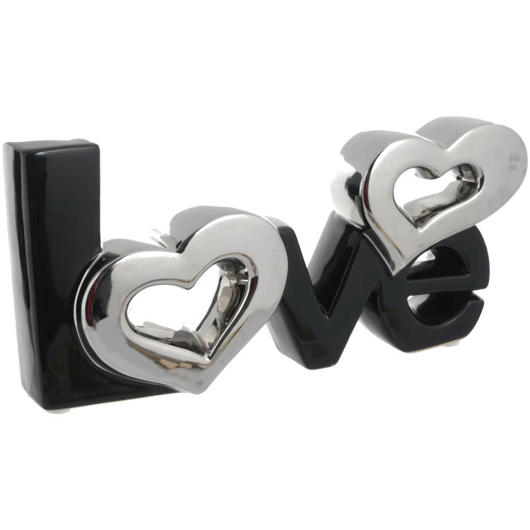 FIGURA DECORATIVA LOVE BLACK SILVER - 4