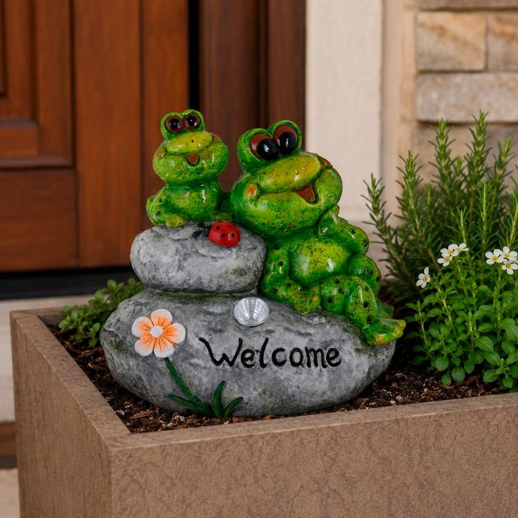 FIGURA DECORATIVA RANAS WELCOME GRANDE | VERDE
