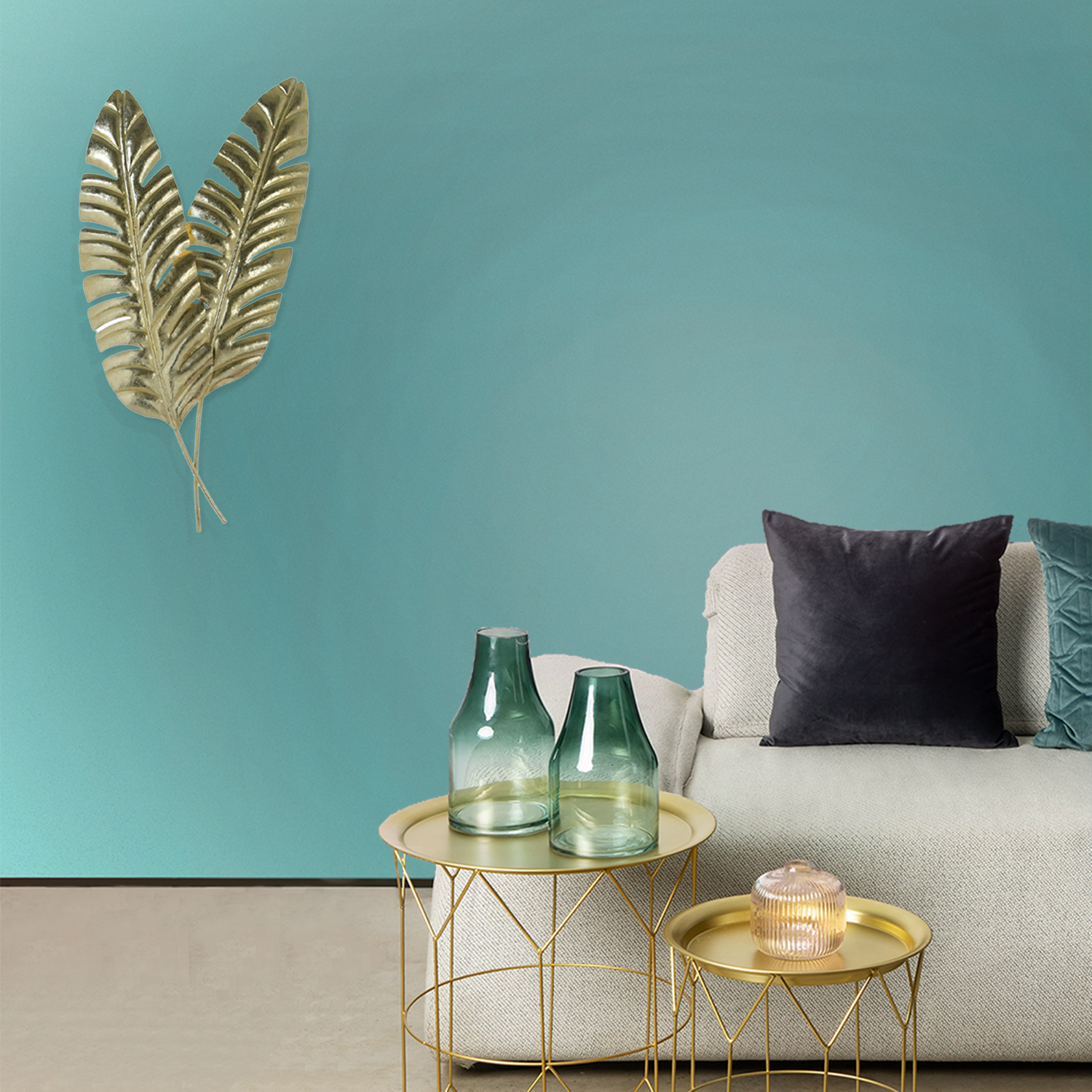 PLACA MURAL DECORATIVA HOJA MUSA DOBLE GOLD | DORADO - 2